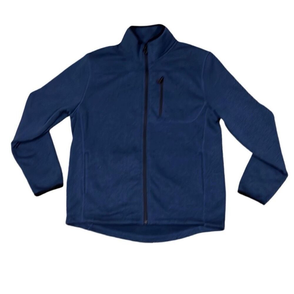 Ocean Coast Men’s Medium Navy Fleece Full Zip Jacket with Black Trim & Zip Pocke
